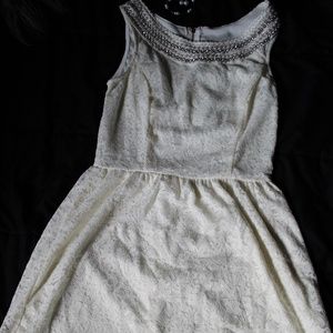 White Beaded Lace Formal Dress